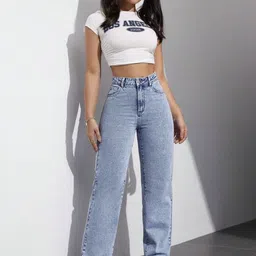 R.Code by The Roadster Life Co. Women Comfort Relaxed Fit High-Rise Light Fade Jeans image 2