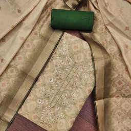 DIVASTRI Floral Embellished Beads And Stones Unstitched Dress Material image 1