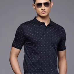 Louis Philippe Pure Cotton Micro Ditsy Printed Polo Collar Pocket T-shirt-picture-35