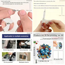 Gopalvilla 2D Cute Radha Krishna Religious Idol Car Hanging Showpiece image 4