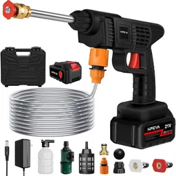 trendytoys Cordless Portable Power Washer - 452PSI Battery Powered Pressure Washer,1.3GPM Handheld Pressure Washer Gun with Nozzles,Rechargeable High-Pressure Car Washer Gun for Car Washing/Home/Floor image 1
