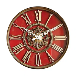 RANDOM Red & Gold-Toned Printed Contemporary Wall Clock image 1