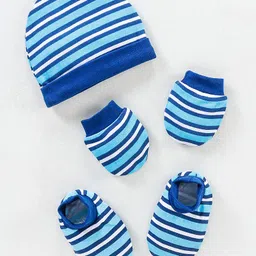 Babyhug 100% Cotton Cap Mittens & Booties Set Blue - Diameter 9.5 cm-picture-19