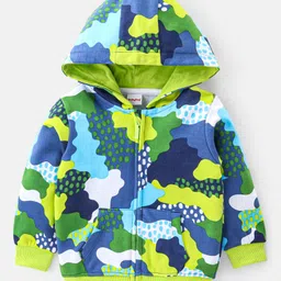 Babyhug Cotton Full Sleeves Hooded Front-open Sweatjacket With Zipper & All Over Camo Print - Multicolor-picture-12