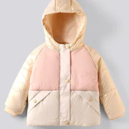Bonfino Woven Full Raglan Sleeves Hooded Quilted Puffer Jacket With Color Block Design - Multicolor-picture-19