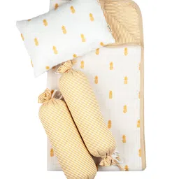 Masilo Organic Cotton Muslin 4 Piece Cot Bedding Set For Baby's/kids Nursery right amount of comfort and playfulness ,0 to 3 Years- Pineapple - Yellow image 2