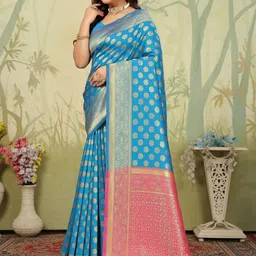 MORDEN MUSE Woven Design Zari Silk Blend Banarasi Saree image 3