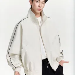 Mast & Harbour Men Stand Collar Solid Bomber Jacket-picture-12