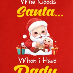 FFlirtygo Christmas Theme Cotton Full Sleeves Who Need Santa I Have Dadu Printed Romper - Red image 4