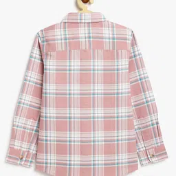 Campana 100% Cotton Woven Full Sleeves Tartan Checked Shirt - Dusty Pink & White image 4