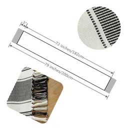 ANA Green & White Self-Designed Pure Cotton 6-Seater Tasseled Table Runners image 4