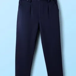 Babyhug Knit Full Sleeves Dino Printed Shirt & Pant with Bow & Suspender - Navy Blue & White image 5