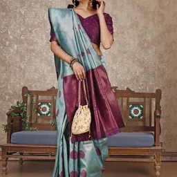 F FASHION Woven Design Zari Banarasi Saree image 5