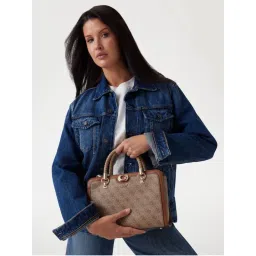 guess fashion Guess Brown Logo Printed Orlina Logo Society Satchel Bag-picture-18