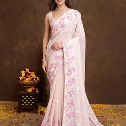 HERE&NOW Embroidered Organza Saree-picture-40