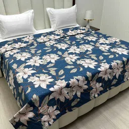 Pure Decor Blue & Blue Floral Microfiber AC Room 400 GSM Double Bed Comforter-picture-40