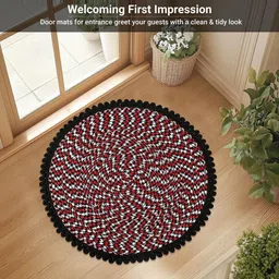 Aura 4-Pcs Red & Grey Spiral Round Doormat image 3