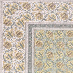 Texstylers Grey Floral Printed Rectangle Anti-Slip Pure Cotton 6-Seater Table Cover image 5