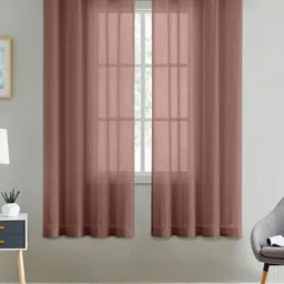 Aura Brown Linen Window Curtain image 5