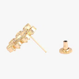 House of Pataudi Gold Plated Kundan Studded C-Shape Studs image 3