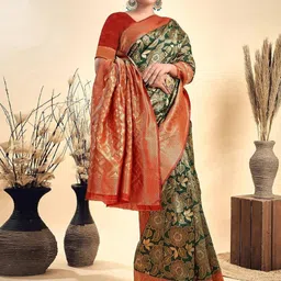 HERE&NOW Woven Design Zari Kanjeevaram Saree image 4
