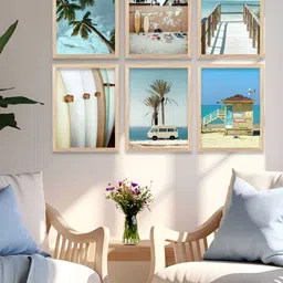 Kotart Blue & White 6 Pieces Wood Abstract Wall Arts-picture-25