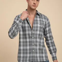 THE BEETEL HOUSE Men Comfort Regular Fit Spread Collar Tartan Checked Casual Shirt-image-85