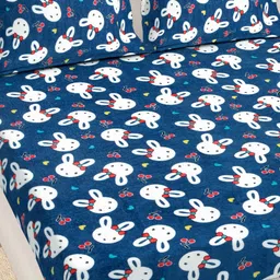 Myntra Elegant Homes Blue & White 300 TC King Bedsheet with 2 Pillow Covers image 5