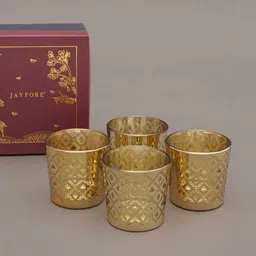 JAYPORE Gold-Toned Set of 4 Glass Candle Holder-picture-50