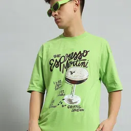 GRIFFEL Men Graphic Printed Round Neck Cotton Oversized T-Shirt-image-38