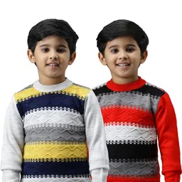 Anixa Boys Pack Of 2 Colourblocked Woollen Pullover-image-33