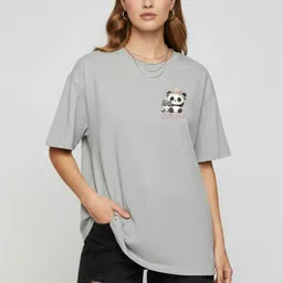SZN Printed Round Neck Drop-Shoulder Sleeves Cotton Oversized T-shirt image 5