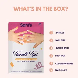 Sanfe  Set Of 24 Press On Artificial Nails - Gold image 5