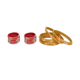 SOMIL Set Of 12 Artificial Stones Glass Bangles-picture-16
