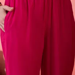 HERE&NOW Women Floral Embroidered Empire Thread Work Pure Cotton Kurta with Trousers & With Dupatta image 4