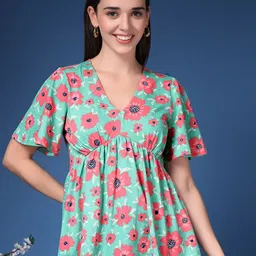 House Of Zelena Floral Print Flutter Sleeve Top-image-79