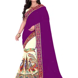 DIVASTRI Ethnic Motifs Embroidered Pure Georgette Half & Half Saree-picture-10