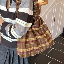 KPOP Checked PU Structured Shoulder Bag with image 2