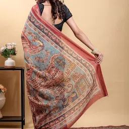 DIVASTRI Ethnic Motifs Woven Design Zari Pure Linen Banarasi Saree image 5