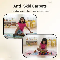 Athom Living Multicoloured Cartoon Characters Anti-Skid Nylon Carpet image 3
