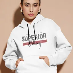 AUSK Women Typography Printed Long Sleeve Hooded Sweatshirt-image-14