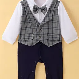 Mark & Mia Infant Boys Checked Romper With Bow & Attached Waistcoat-picture-21