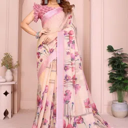 GMK Fashions Floral Linen Blend Saree-picture-14