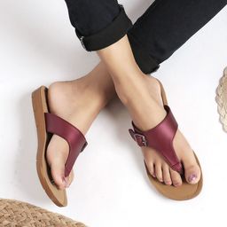 SCHOOZI Women One Toe Flats with Buckles-picture-27