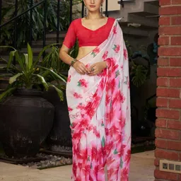 GHAN SALS Floral Printed Pure Georgette Saree-picture-36
