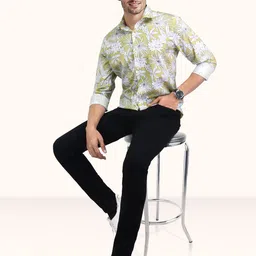 ROUGHELLS Men Slim Fit Opaque Printed Casual Shirt-picture-13