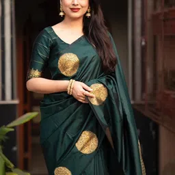 YAMUNE Woven Design Zari Kanjeevaram Saree With Unstitched Blouse Piece image 3