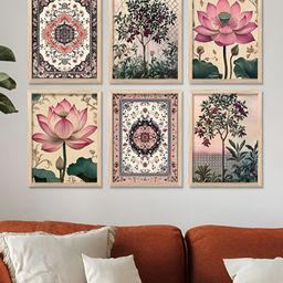 WALLLANE Brown & Green 6 Pieces Wooden Floral And Botanical Wall Art-picture-4