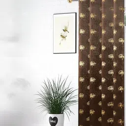 GEET CREATIONS Brown & Beige Floral Window Curtain-picture-17