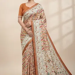 Shilpkala Floral Pure Linen Saree image 1